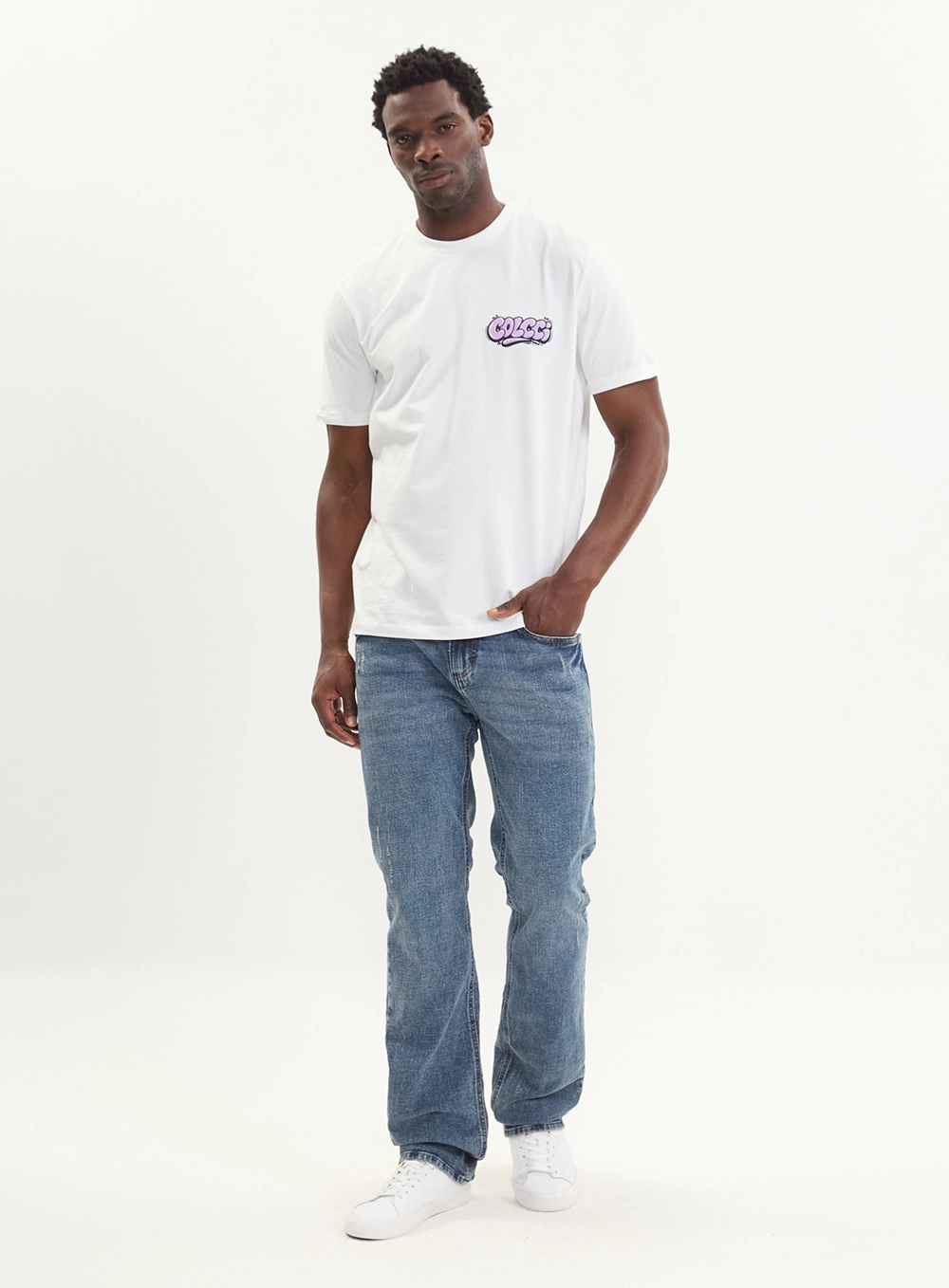 Camiseta Masculina New Slim Básica Detalhe Costas Off Shell