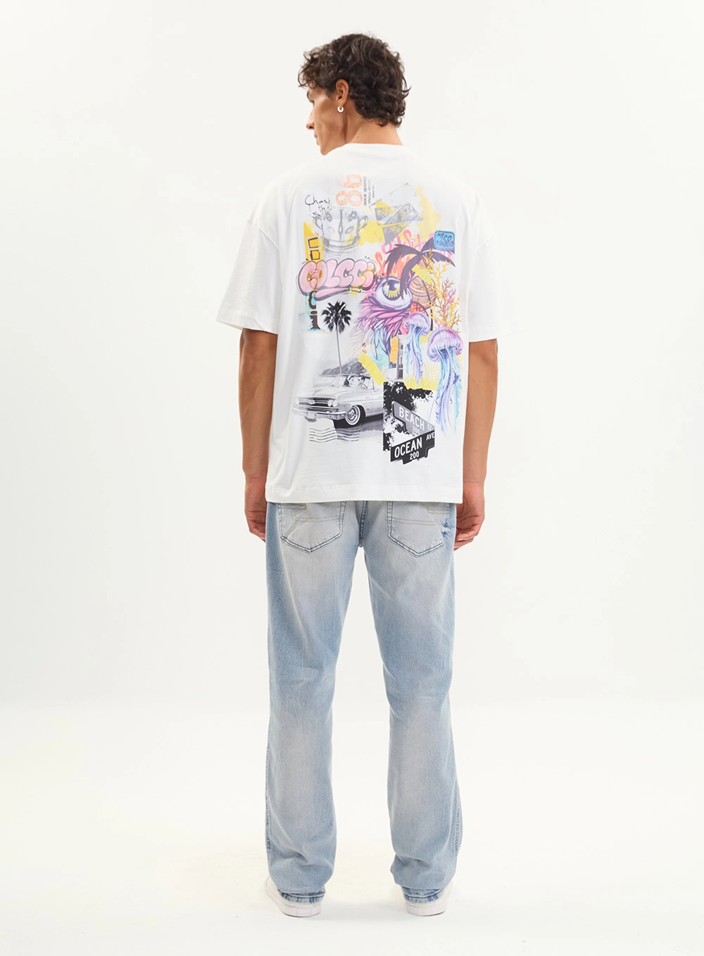 Camiseta Masculina New Box Ampla Estampa Costas Off Shell