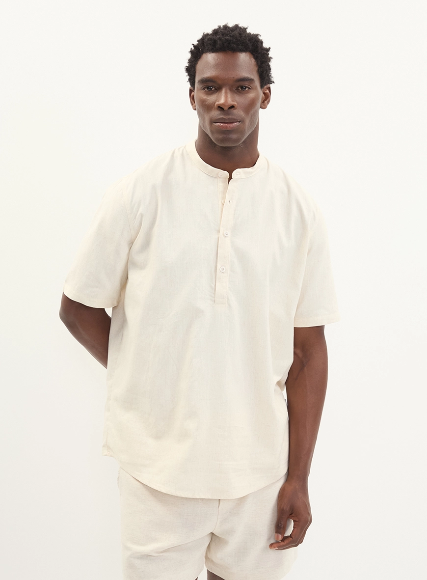 Camisa Bata Masculina Com Caimento Reto