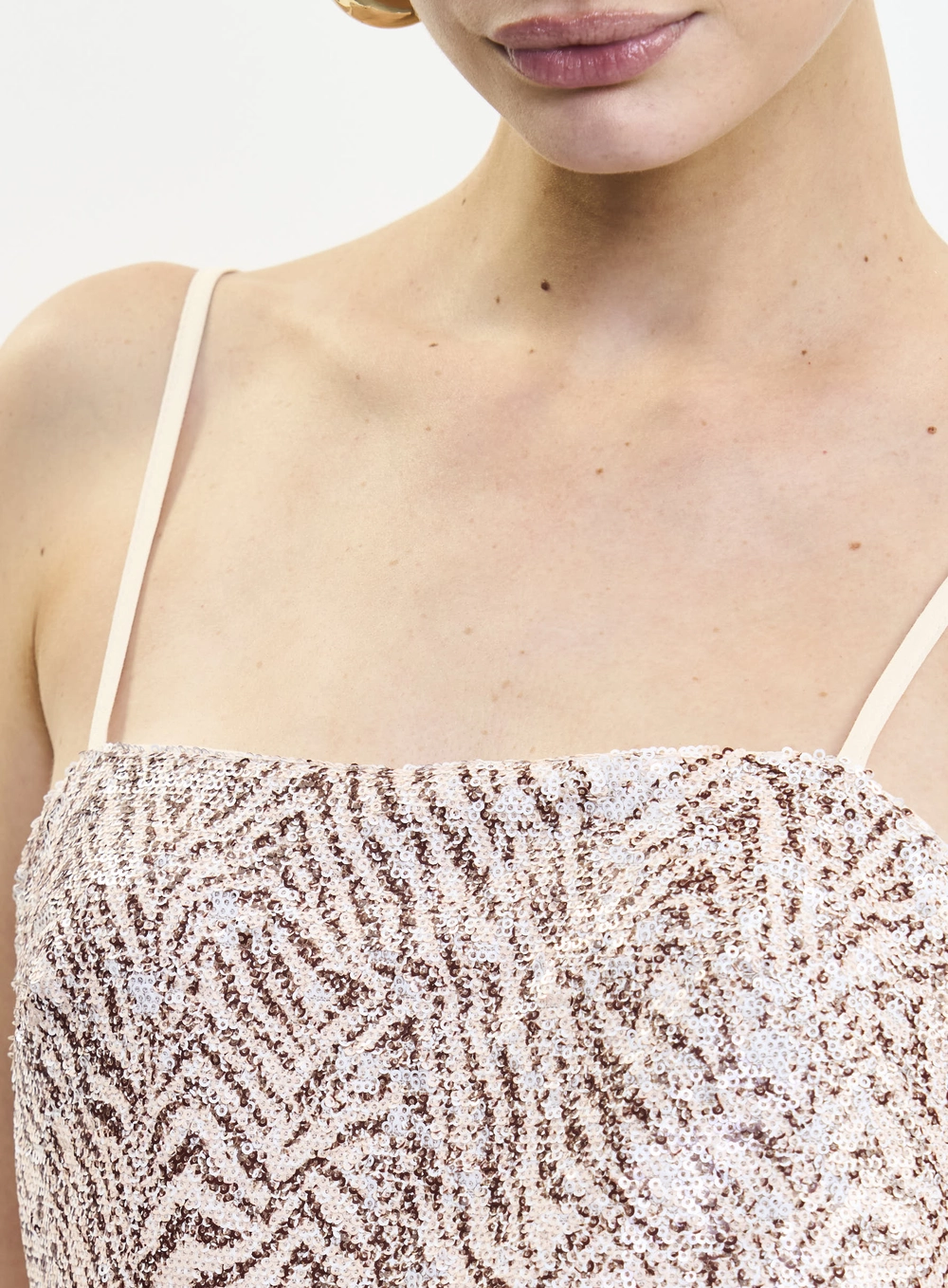 Vestido Paetê Curto De Alças Finas Estampado Zebra Estampados