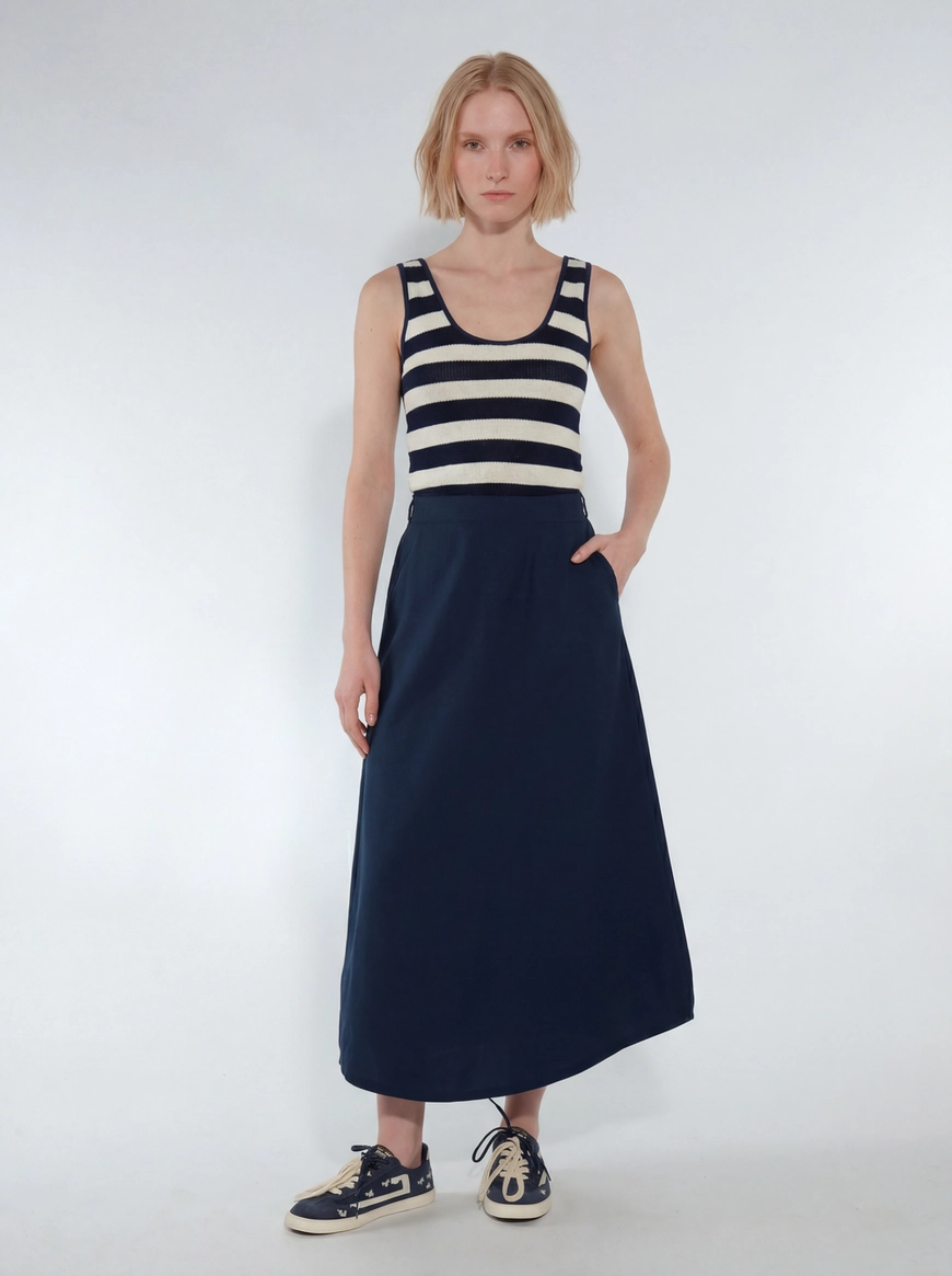 Vestido Midi Comfort Detalhe Listrado Estampados 1