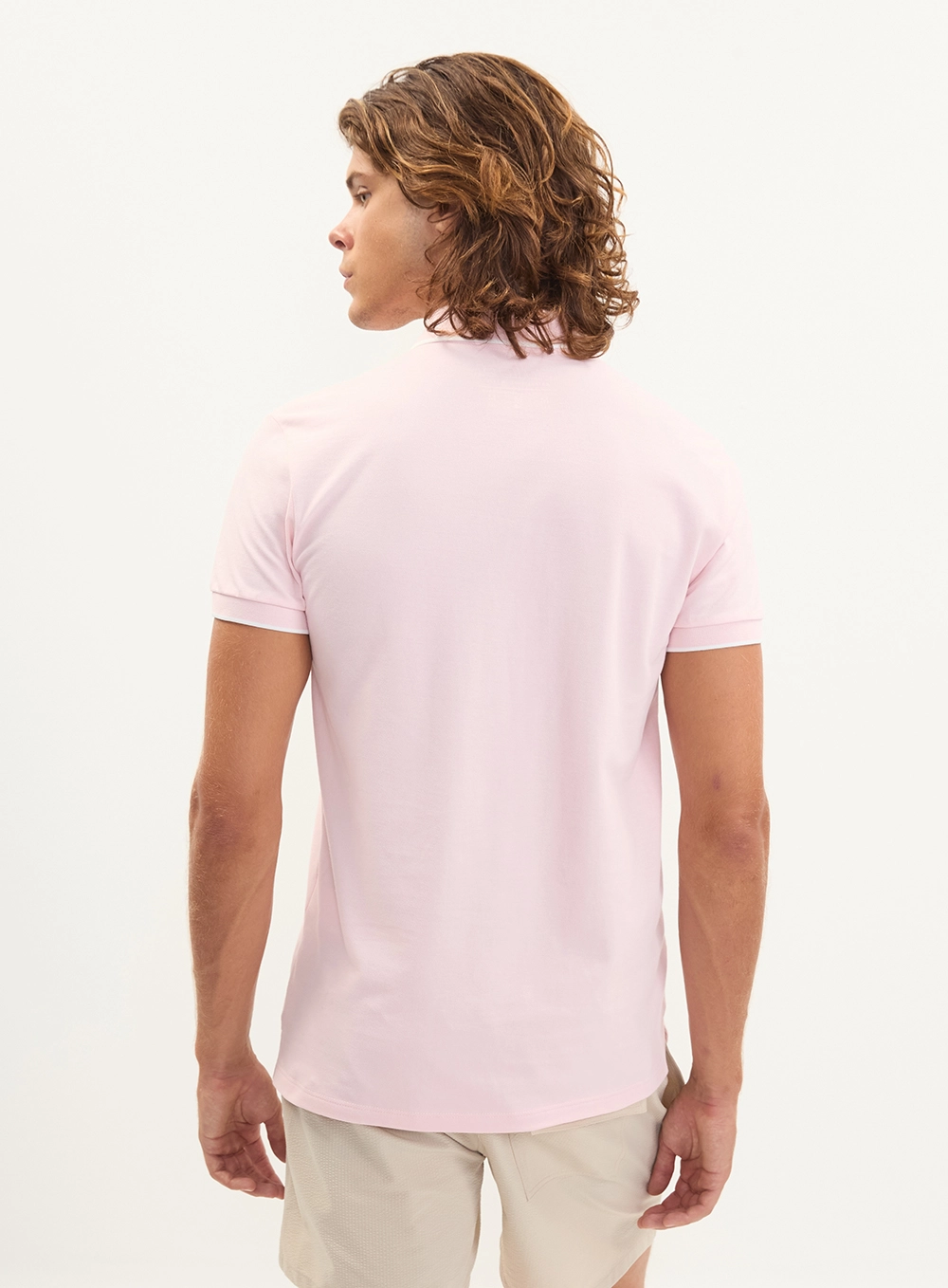 Polo Masculina Piquet Gola Contrastante - Brasil Rosa