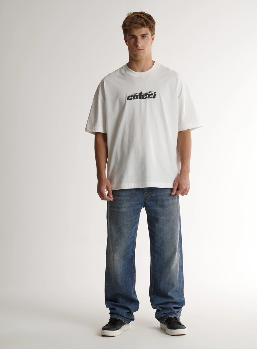 Calça Jeans Loose Ampla Masculina Com Bolsos