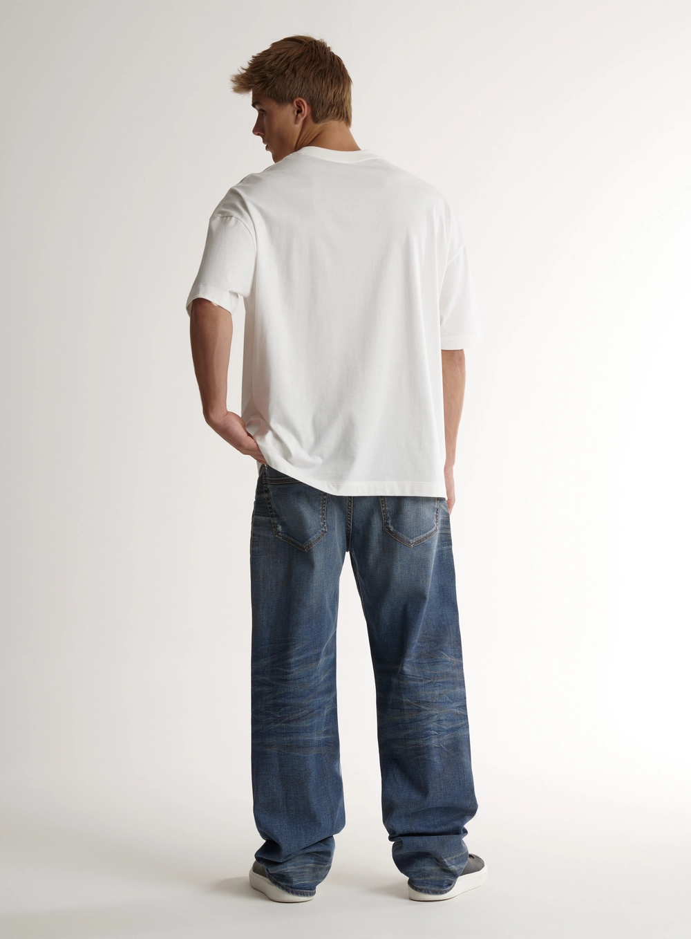 Calça Jeans Loose Ampla Masculina Com Bolsos Índigo