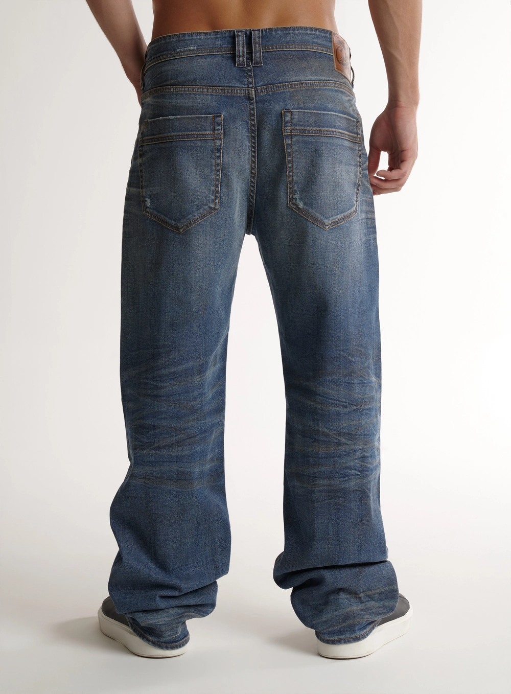 Calça Jeans Loose Ampla Masculina Com Bolsos Índigo