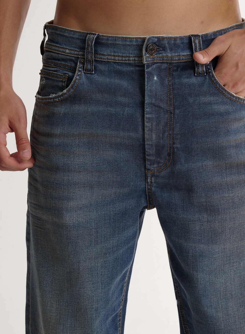 Calça Jeans Loose Ampla Masculina Com Bolsos Índigo
