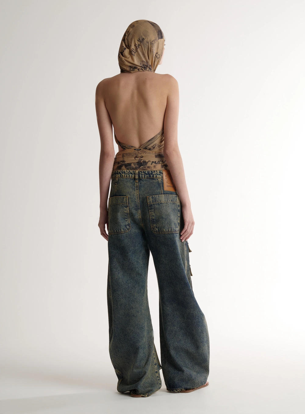 Calça Jeans Cargo Wide Leg Feminina - Leoni Índigo