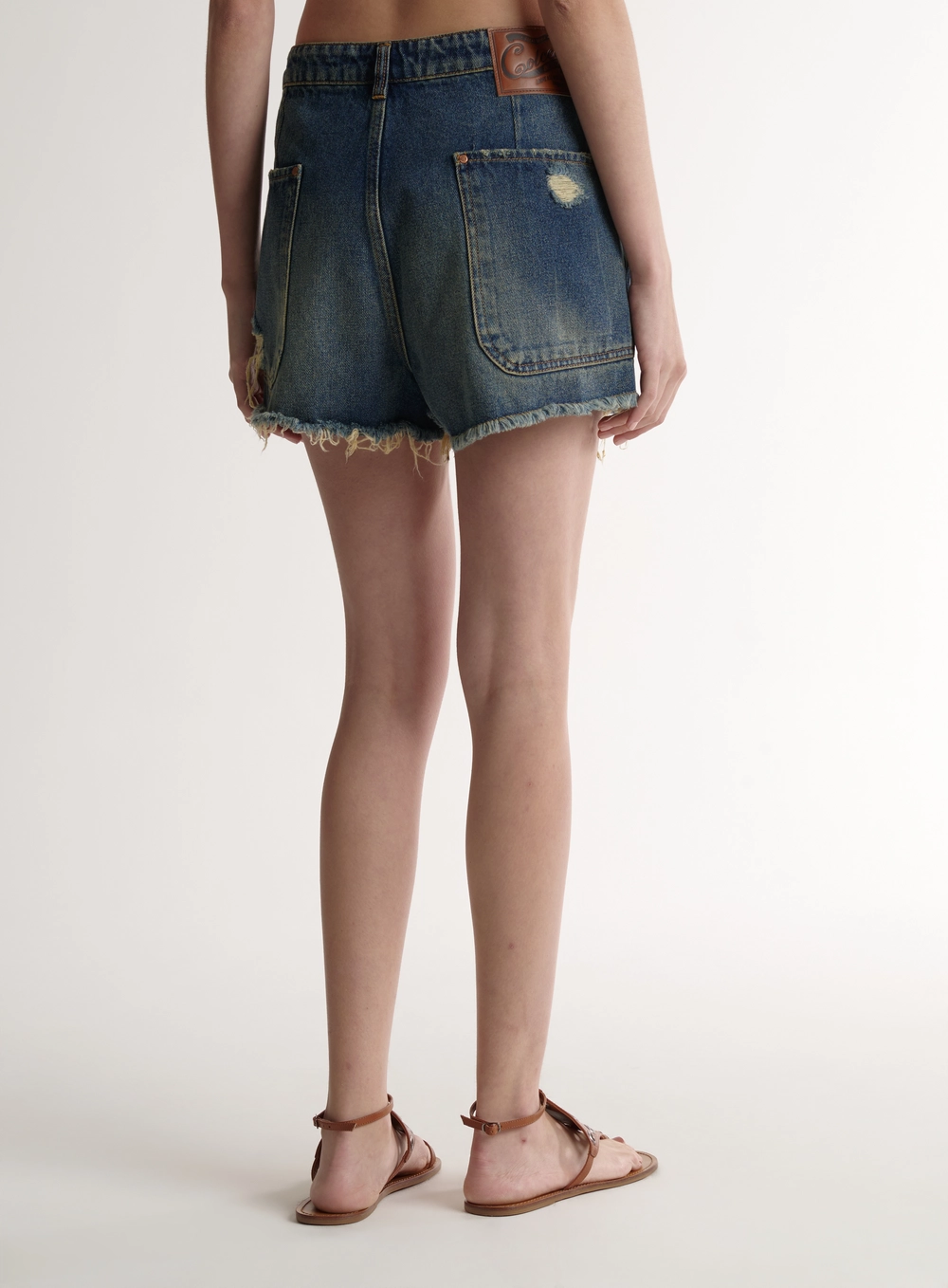 Short Feminino Jeans Desfiados - Bruna Low Índigo