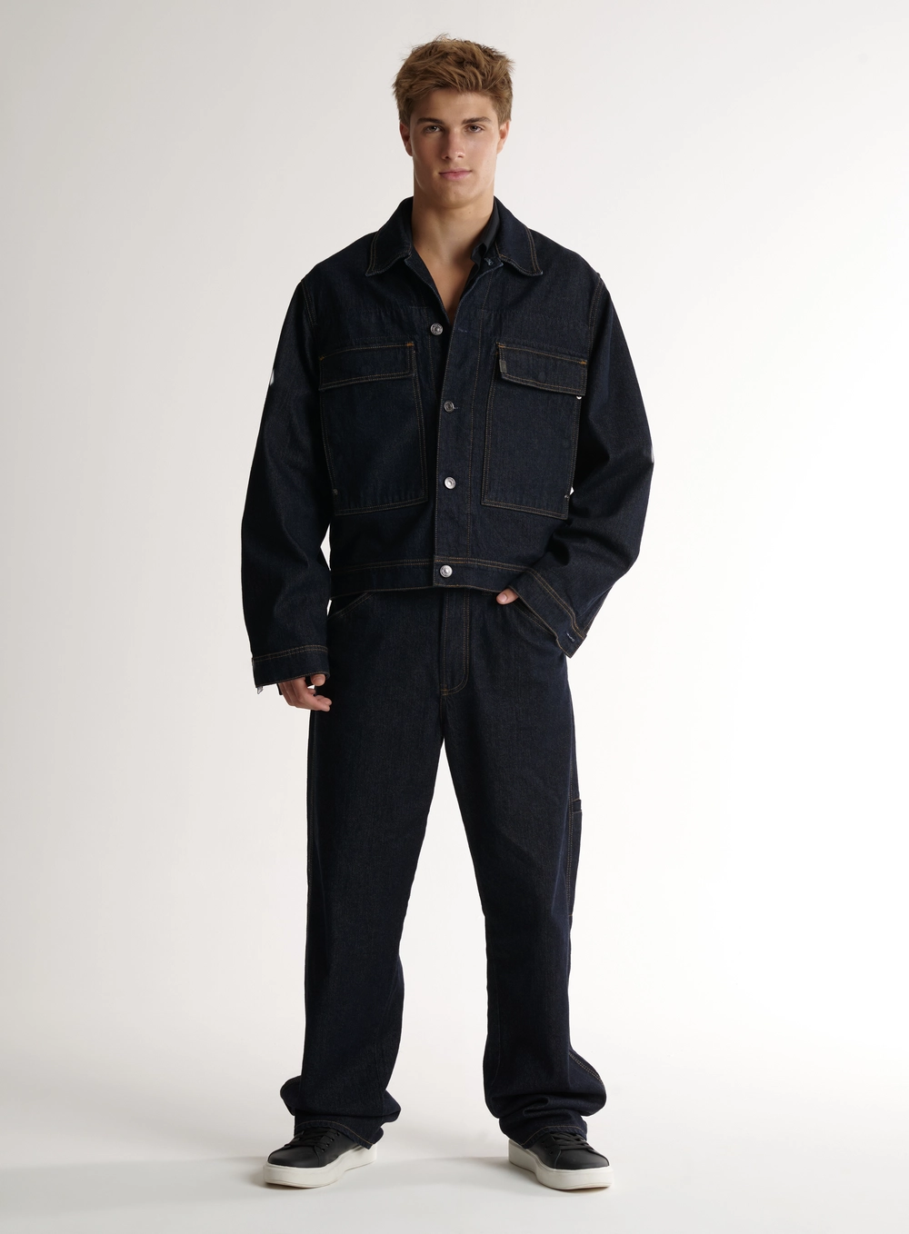 Jaqueta Masculina Oversized Com Bolsos Índigo