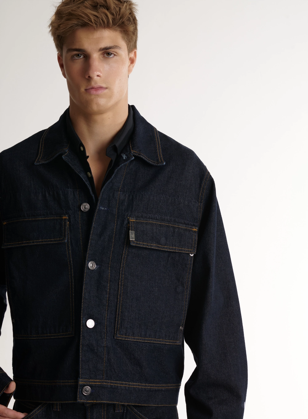 Jaqueta Masculina Oversized Com Bolsos Índigo