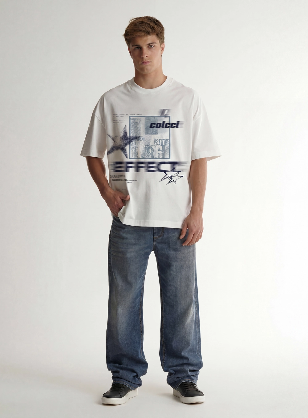 Camiseta Masculina Oversized Com Estampa Técnica Off Shell