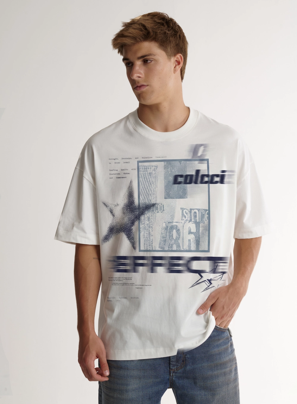 Camiseta Masculina Oversized Com Estampa Técnica Off Shell