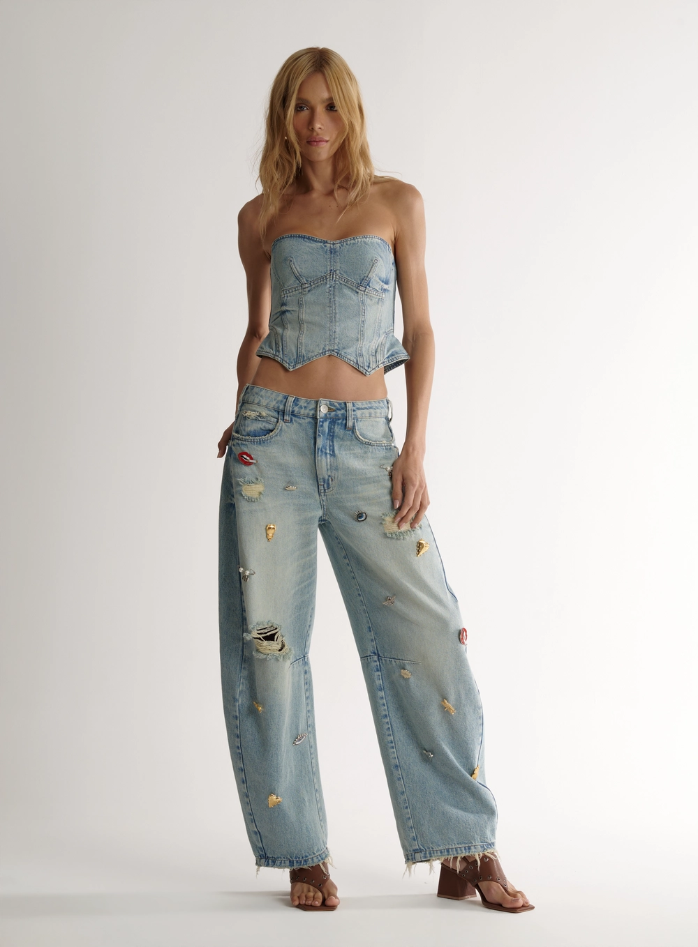 Blusa Corset Tomara Que Caia Com Barra Assimétrica Índigo