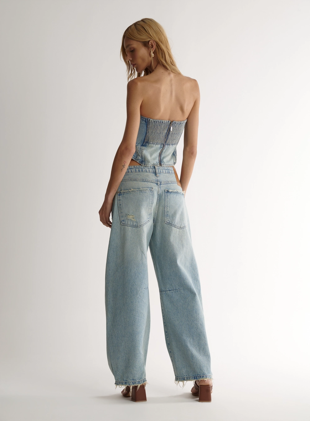 Blusa Corset Tomara Que Caia Com Barra Assimétrica Índigo