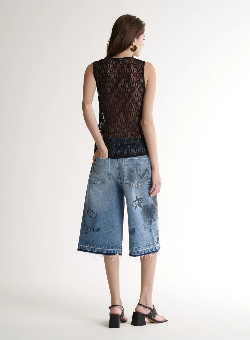 Regata Feminina Lace Em Renda Com Transparência Preto