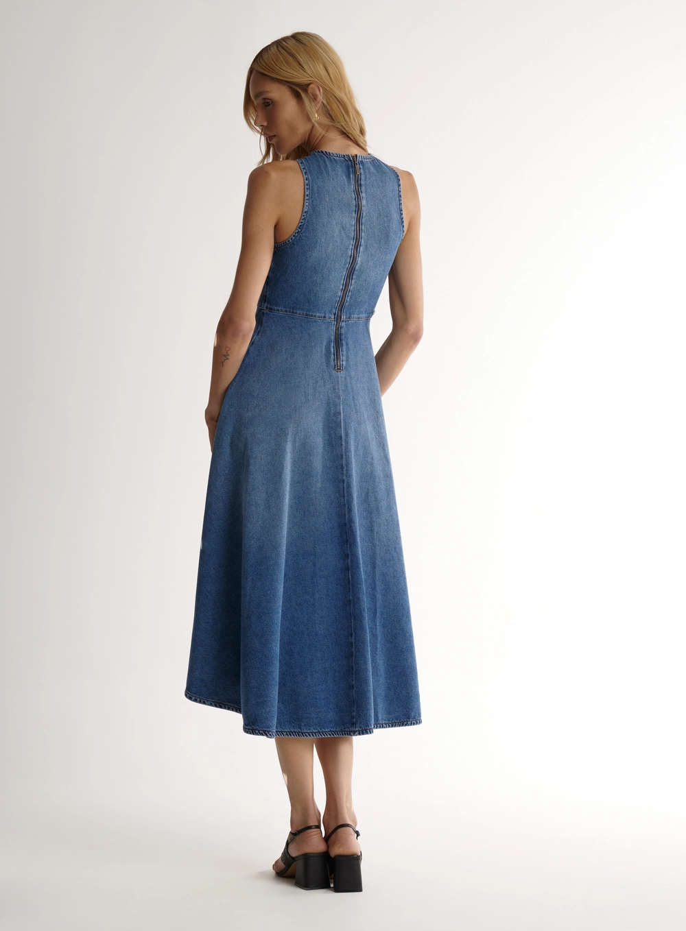 Vestido Jeans Com Decote Transpassado E Assimetria Índigo