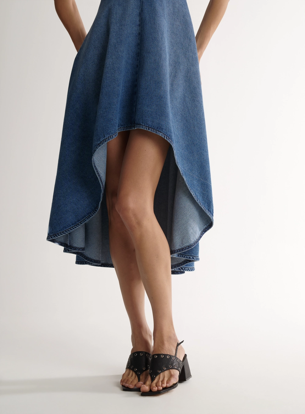 Vestido Jeans Com Decote Transpassado E Assimetria Índigo