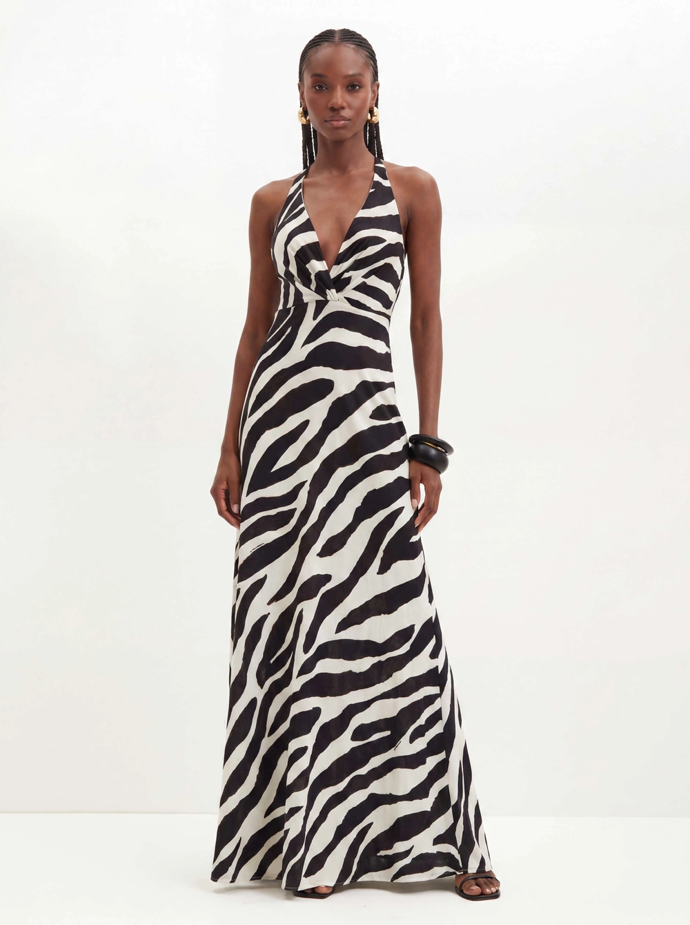 Vestido Longo Sereia Com Amarração Estampado Estampados 1