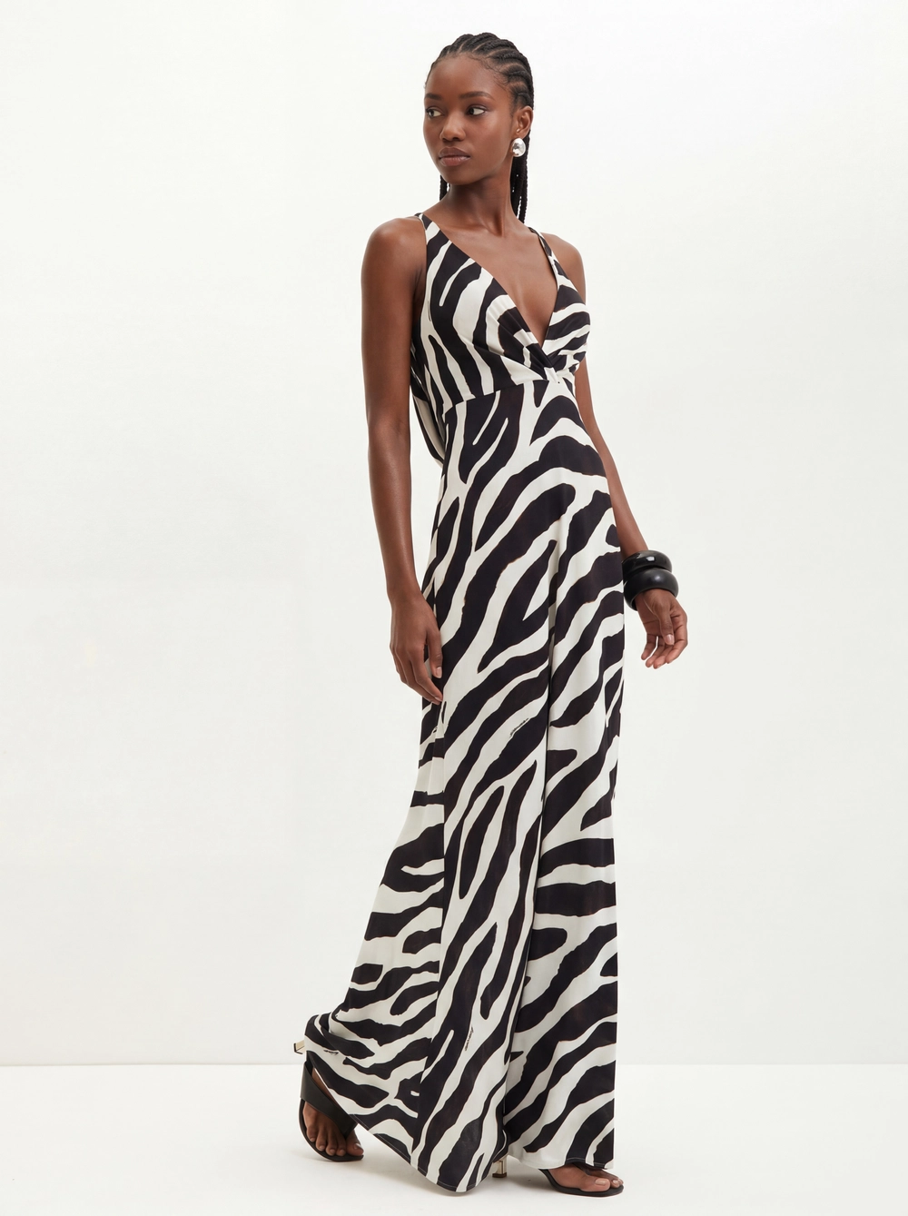 Vestido Longo Sereia Com Amarração Estampado Estampados 3