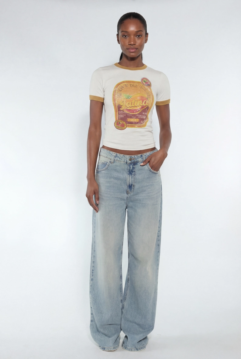 Camiseta Baby Look Manga Curta Estampada Puro Suco AMARELO 3