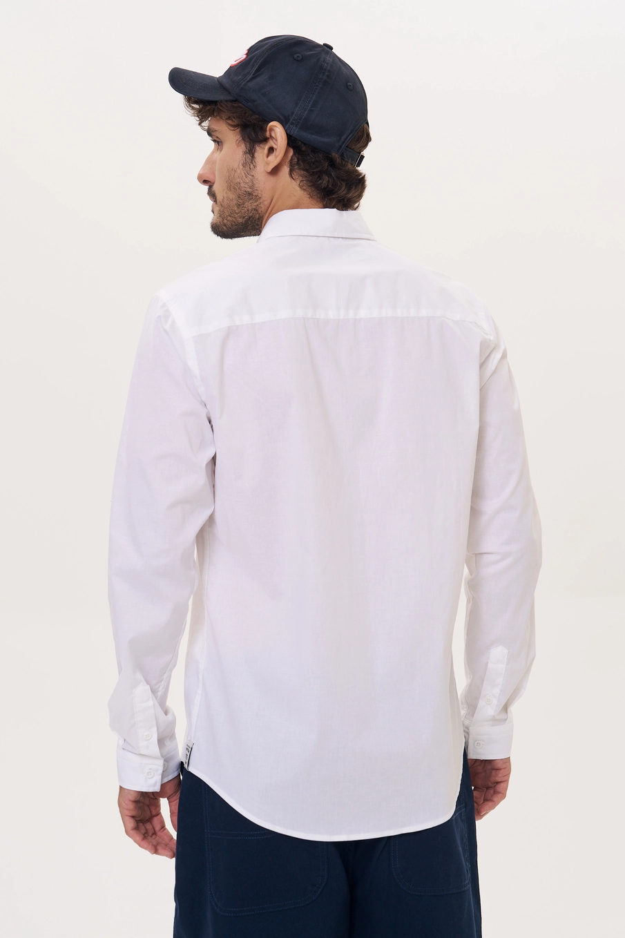 Camisa Masculina Slim Fit Manga Longa - Casual Branco 3