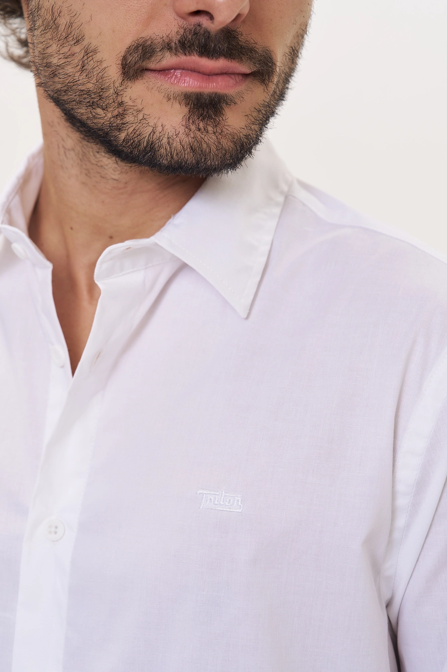 Camisa Masculina Slim Fit Manga Longa - Casual Branco 4