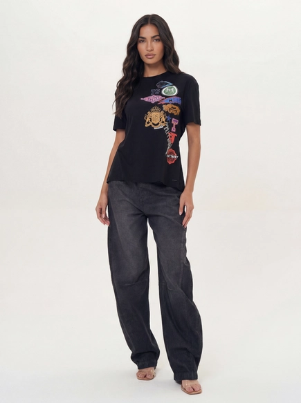 Camiseta Oversized Estampada Com Amarração