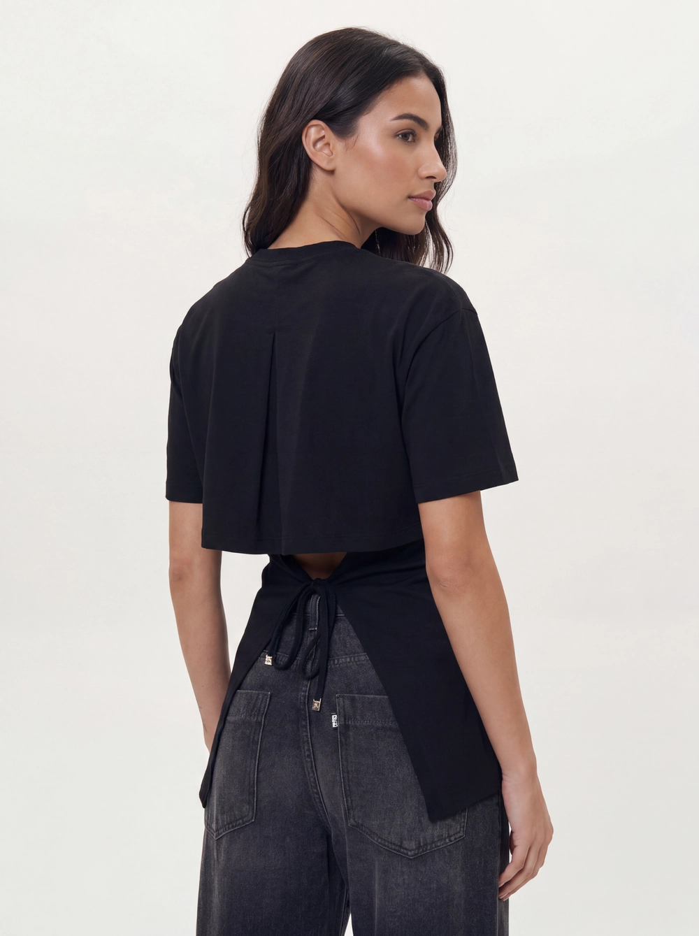 Camiseta Oversized Estampada Com Amarração Preto 3