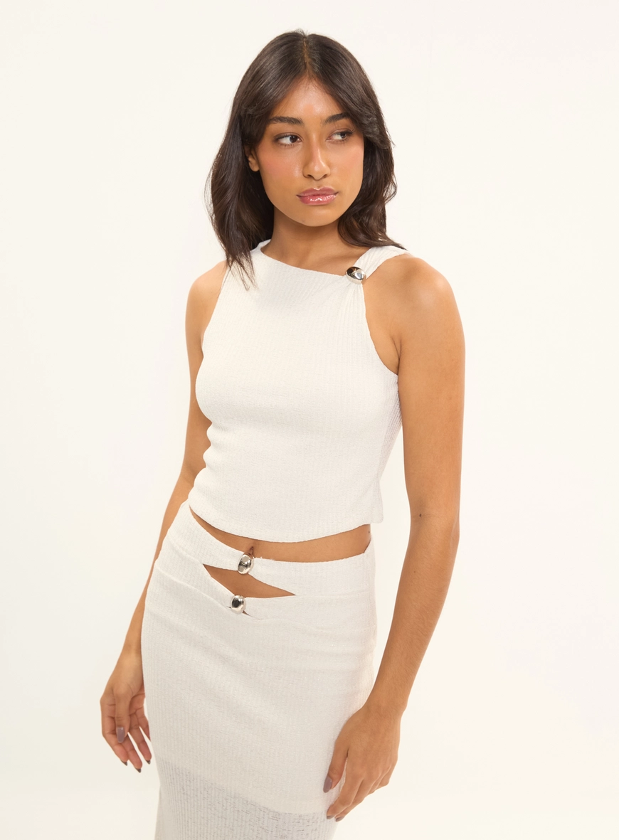Top Tricot Small Com Aplicação De Metal Off Shell 1