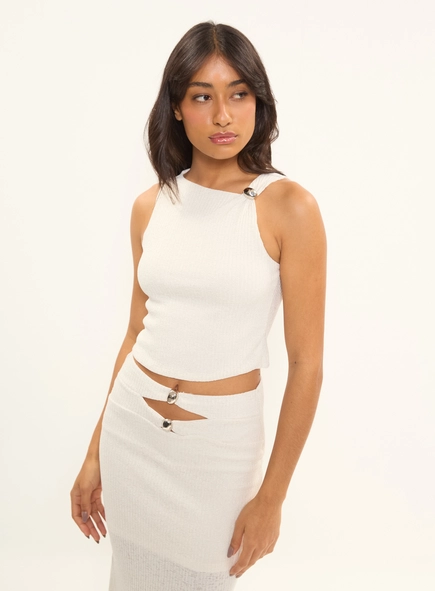 Top Tricot Small Com Aplicação De Metal