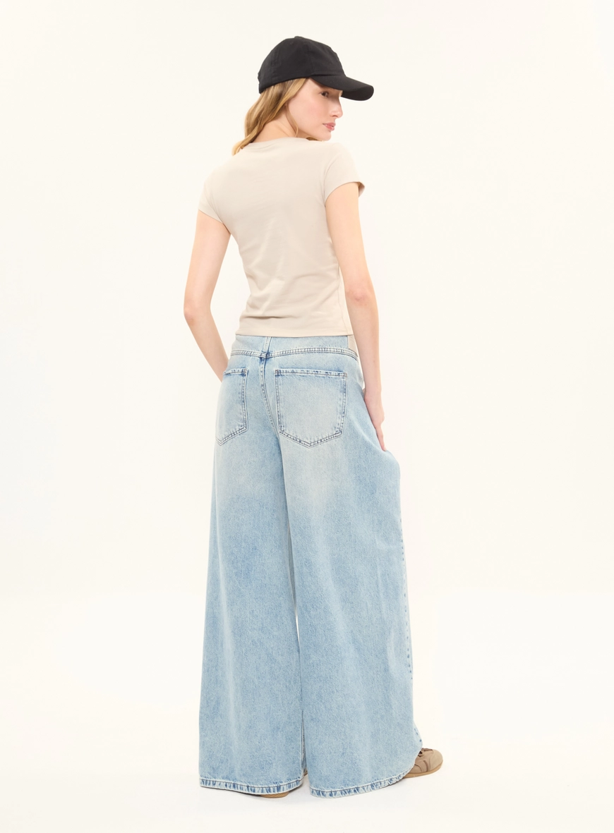 Calça Jeans Pantalona Super Loose Com Pregas Índigo 2