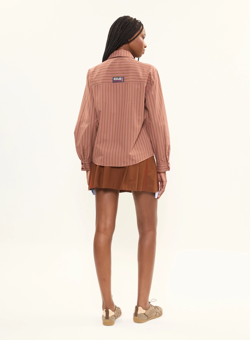 Camisa Feminina Oversized Listrada Com Gravata Estampados 6