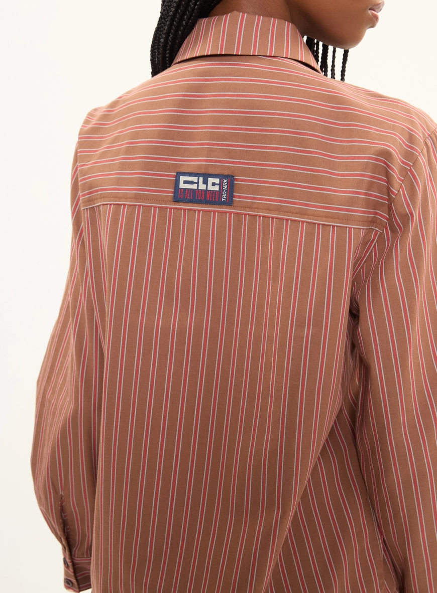 Camisa Feminina Oversized Listrada Com Gravata Estampados 4