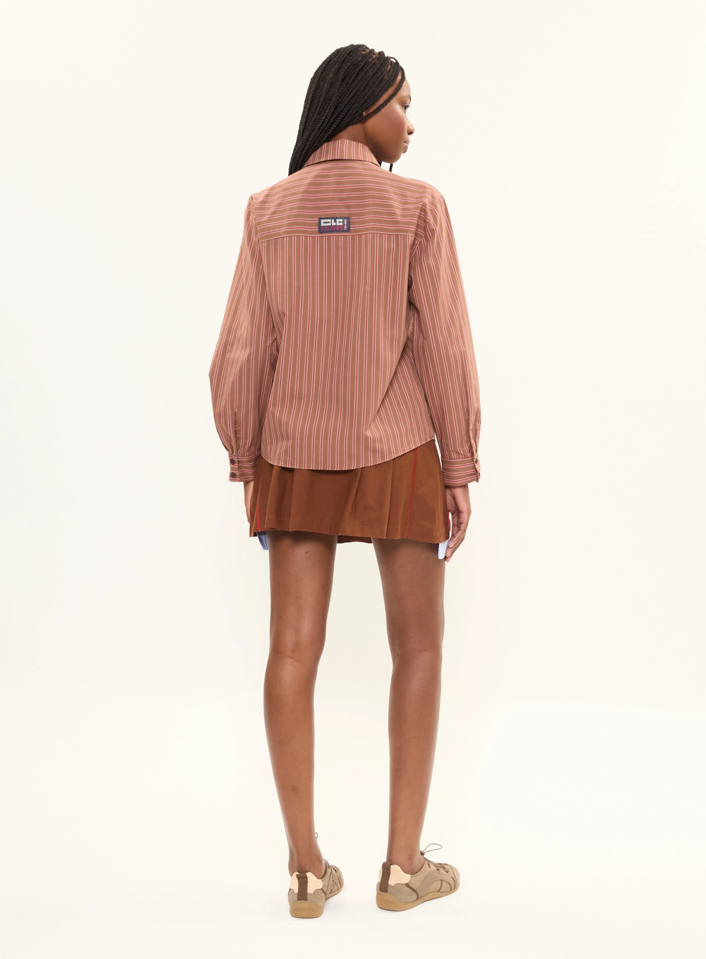 Camisa Feminina Oversized Listrada Com Gravata Estampados 6
