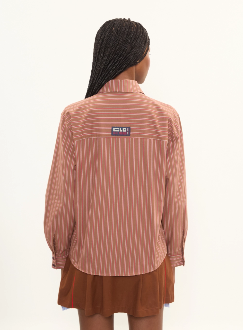 Camisa Feminina Oversized Listrada Com Gravata Estampados 2