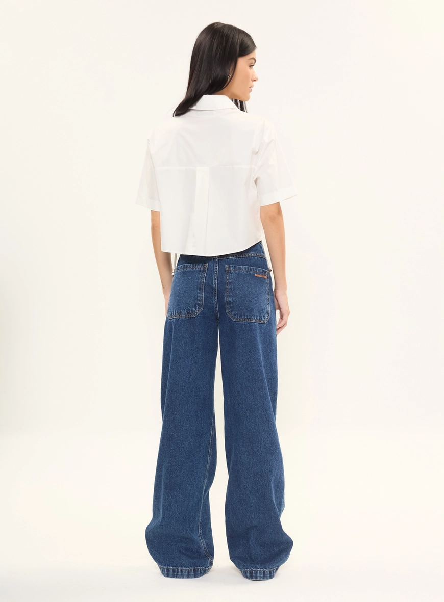 Camisa Cropped Manga Curta Com Amarração Lateral Off Shell 4