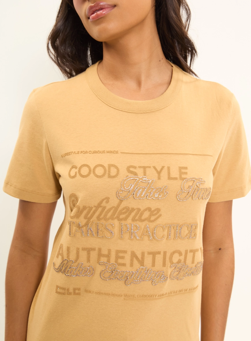 Camiseta Feminina Regular Estampa Authentic Amarelo 3