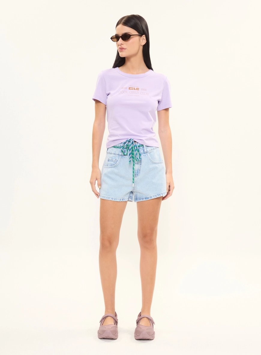 Camiseta Feminina Slim Estampada Roxo 5