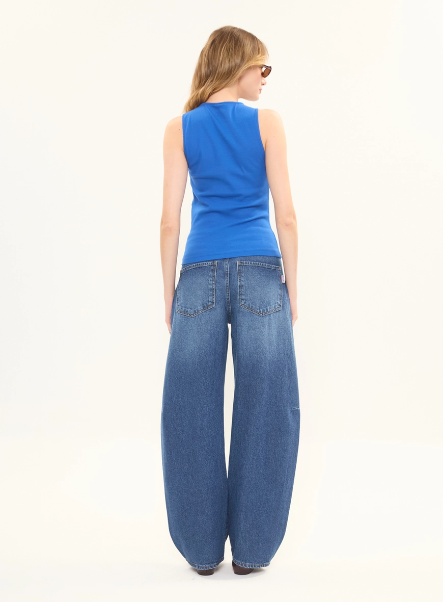 Blusa Slim Canelasda Com Detalhe Botões Azul 4