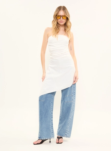 Vestido Curto Slim Tomara Que Caia Assimétrico