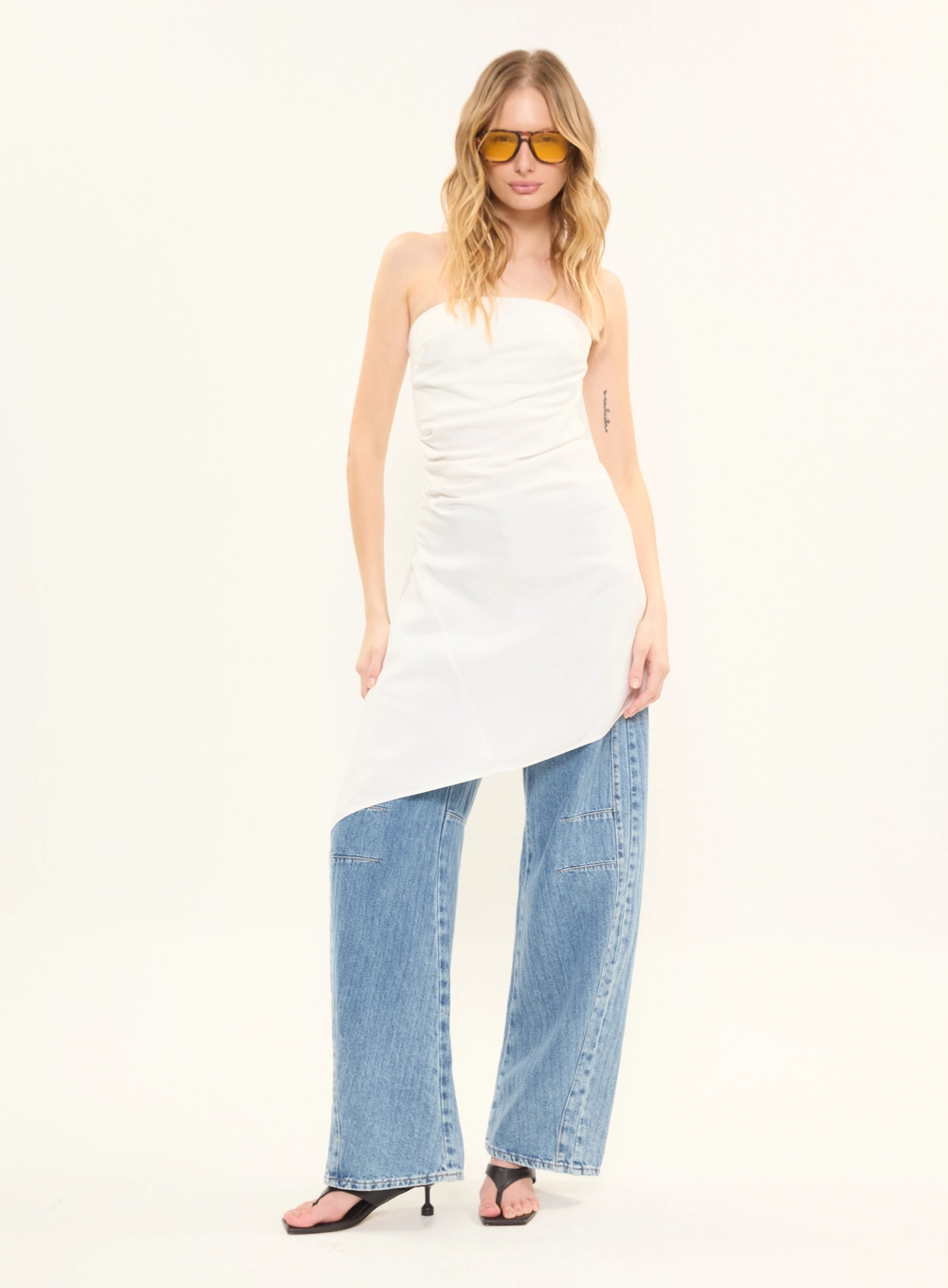 Vestido Curto Slim Tomara Que Caia Assimétrico Off Shell 1